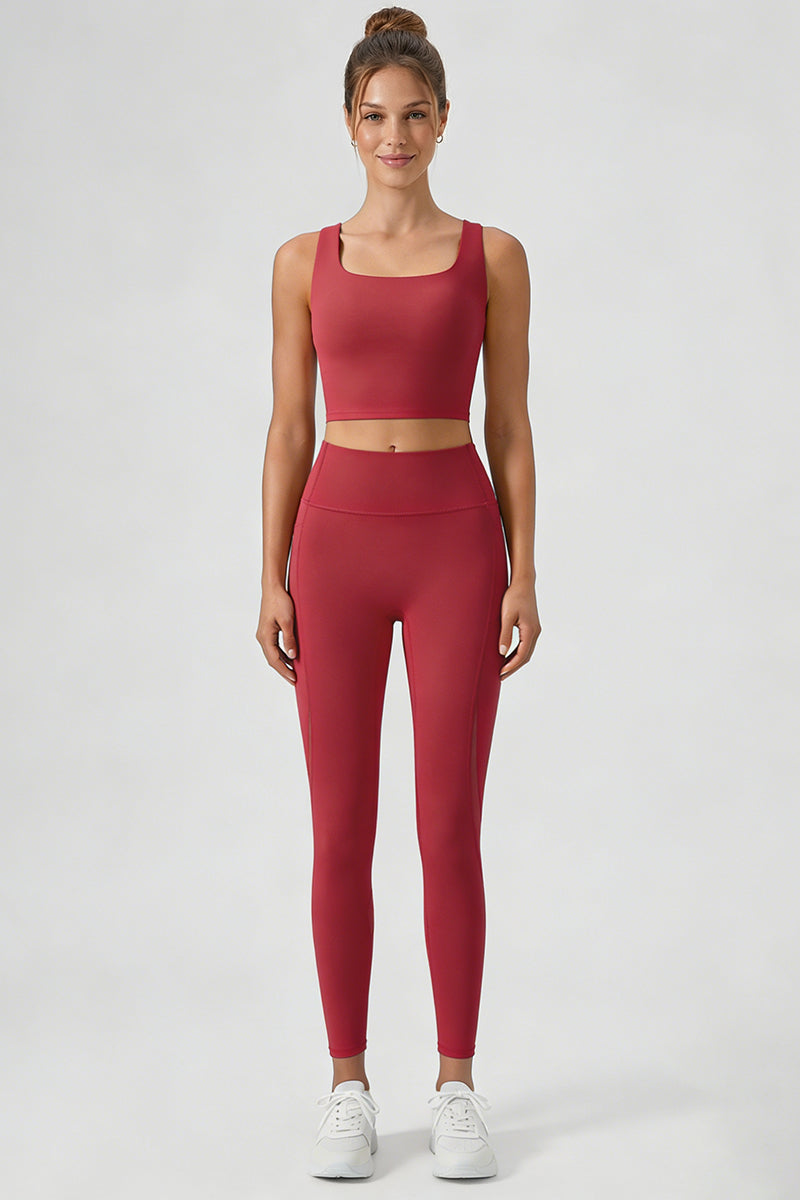 Women's Yoga Sets:Butterfly Back Bra And Mesh Panel Leggings