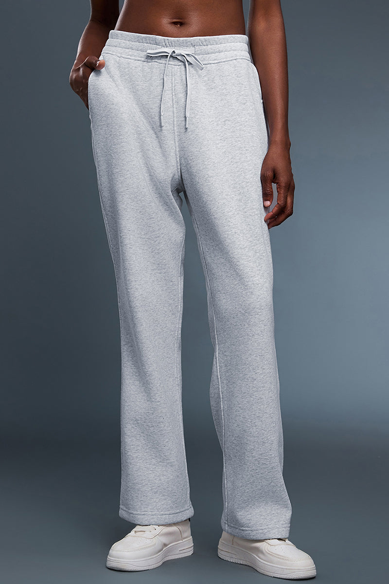 Women Loose Fleece-Lined Straight-Leg Comfortable Casual Workout Pants