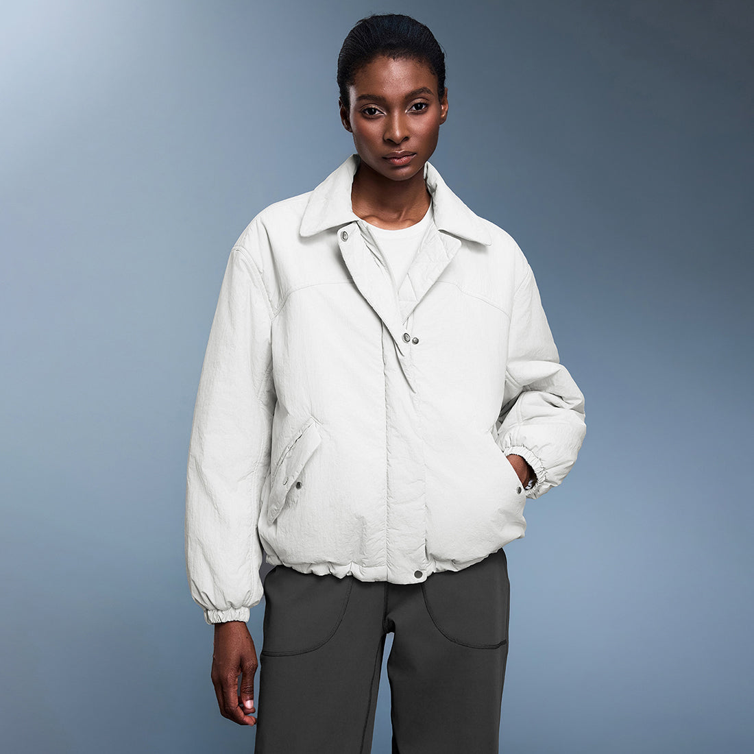 Women Lapel Casual Lightweight Waterproof Thermal Padded Jacket