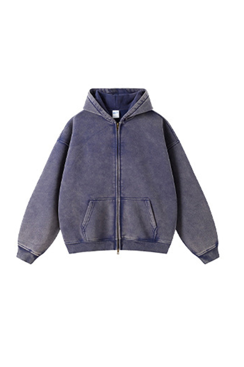 Unisex Wax-Dye Washed Fleece Hoodie
