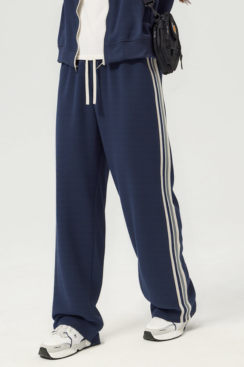 Unisex Wide-Leg Stripe Patchwork Pants