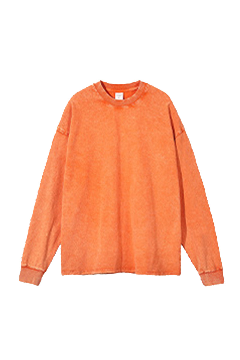 Unisex Retro Washed Long Sleeve Tee: Snow Wash Vintage Cotton Design