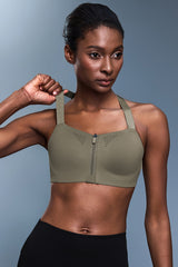 Women Front-Zip Adjustable-Strap Supportive Sports Bra