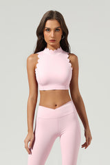 Women's Athletic Petal Mock-Neck Backless Tank Top