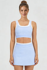 Women's Color Block Two-Piece Sets:Bra And Skirt