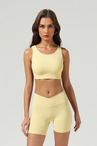 Women's Athletic Set:Cross Back Bra And Cross Waist Shorts