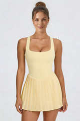 Women's Summer Sports Quick-Dry  Solid Pleated Tennis Dress