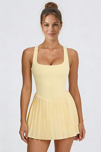 Women's Summer Sports Quick-Dry  Solid Pleated Tennis Dress