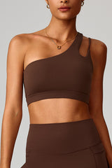 Women Asymmetric Strap Back-Cutout Yoga Sports Bra
