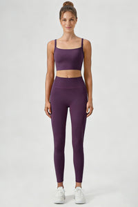 Women's Yoga Sets:Twist-Back Bra And Mesh Panel Leggings