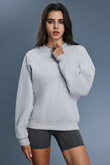 Women Loose Crewneck Fleece-Lined Casual Hoodie