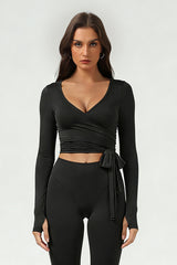 Women's ballet crossover yoga long-sleeved blouse jacket