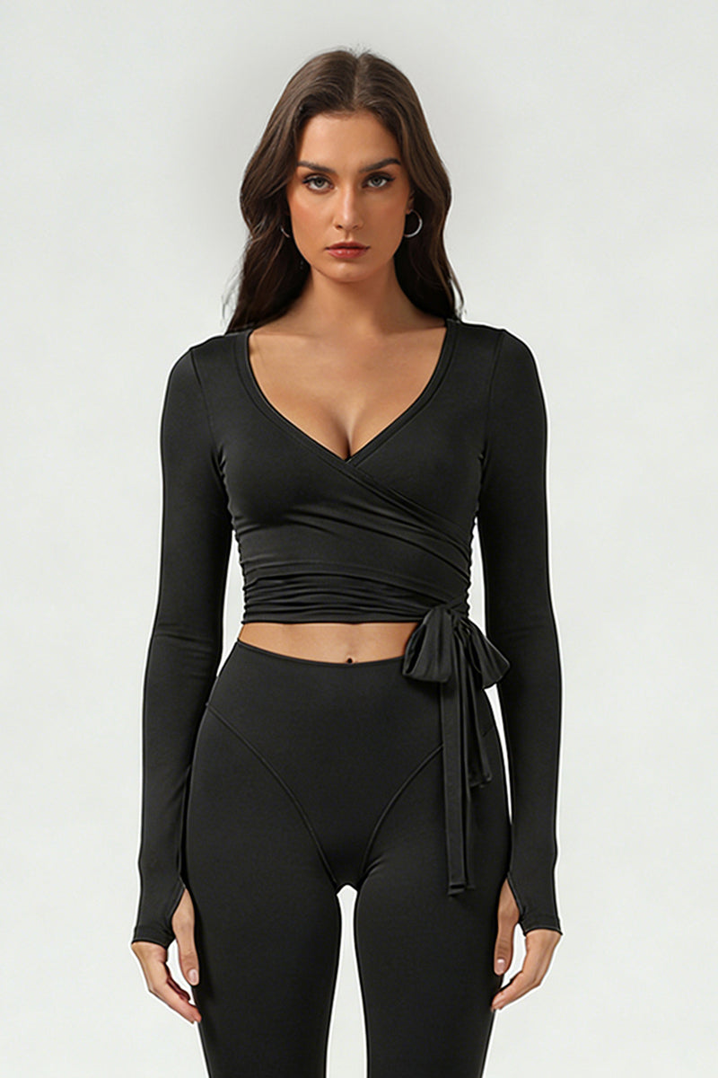 Women's ballet crossover yoga long-sleeved blouse jacket