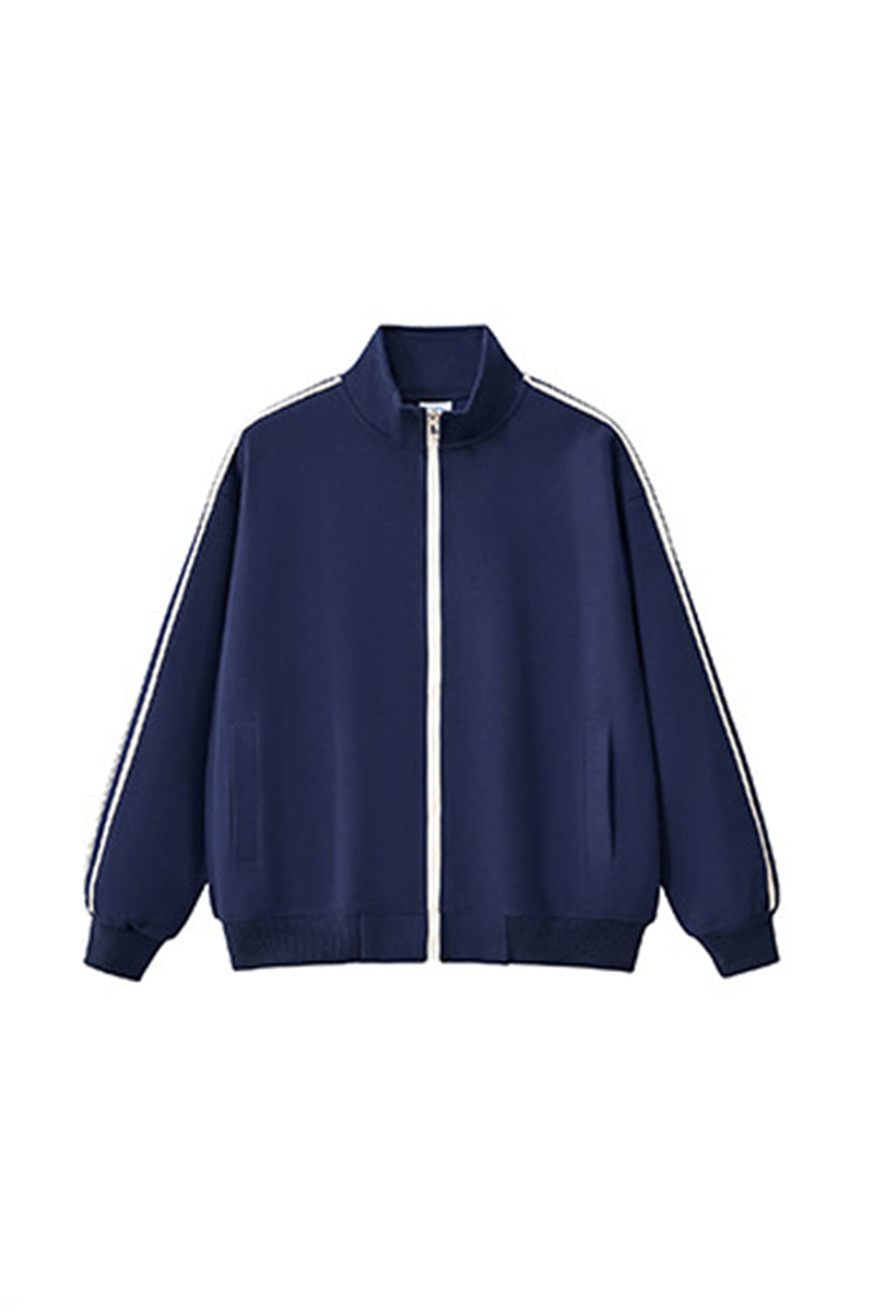 Unisex Casual Loose Fit Striped Athletic Jacket