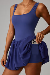 Women Built-in Shorts Pleated Tennis Dress