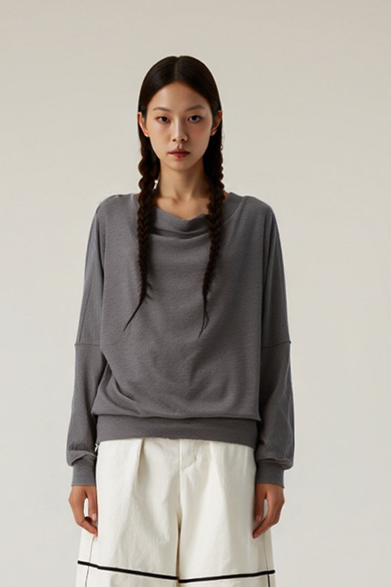 Women Off-Shoulder Relaxed Fit Slim Waist Long Sleeve T-Shirt