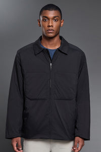 Men Quilted Notch Collar Windproof Loose Casual Jacket