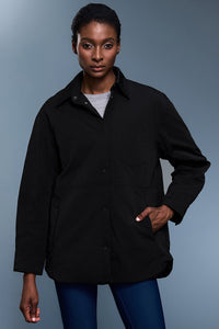 Women Cotton Feel Lapel Shirt Style Thermal Lined Casual Jacket