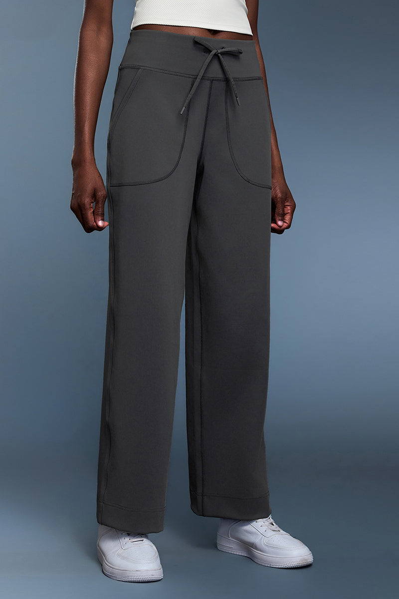 Women Loose Straight Leg Fleece-Lined Yoga Running Sweatpants