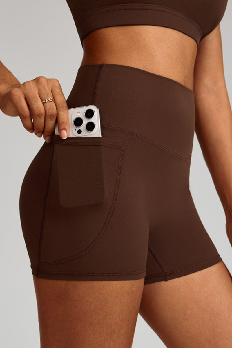 Women High-Waist Quick-Dry Pocket Yoga Shorts