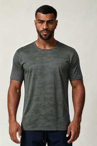 Men's Summer Camo Jacquard Quick-Drying Gym T-shirt