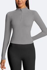 Women Semi-Zip Slim Fit Long Sleeve Athletic Top