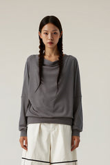 Women Off-Shoulder Relaxed Fit Slim Waist Long Sleeve T-Shirt