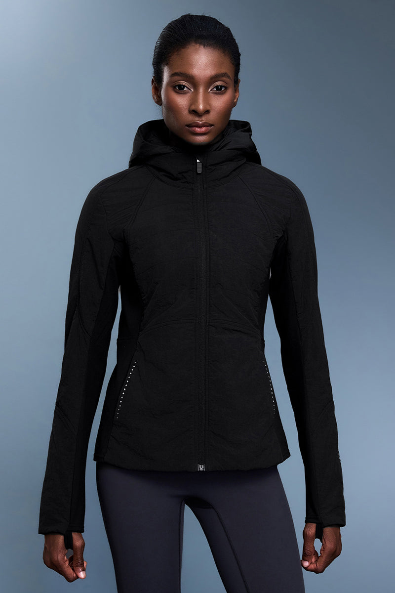 Women Detachable Hood Two-Piece Water Repellent Slim Fit Cotton Padded Jacket