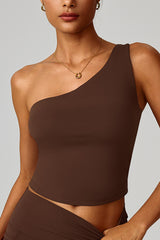 Women Asymmetric Strap Waist-Cinching Yoga Vest