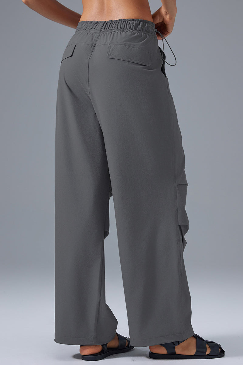 Women Loose Straight Leg Casual Drawstring Jogger Workout Parachute Pants