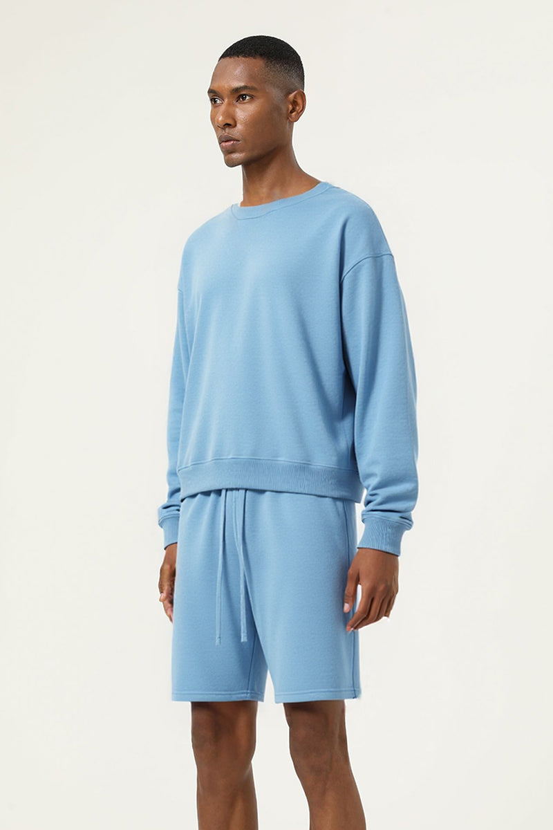 Men's Athletic Set:Round-neck Pullover And Shorts