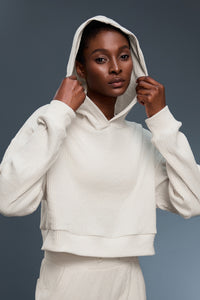 Women Oversized Letter-Striped Knit Hooded Casual Sportswear Sweatshirt