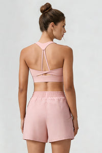 Women's Athletic Sets:U-neck Bra&Shorts With Built-In Liner