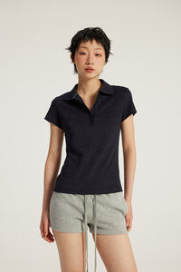 Women Slim Fit Polo Shirt - American Style Waist-Cinching Sport Top