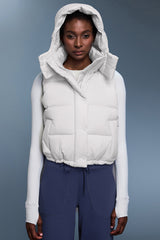 Women Short Down Vest Hooded Windproof Winter Outerwear