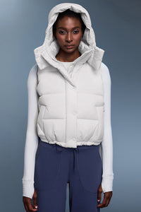 Women Short Down Vest Hooded Windproof Winter Outerwear