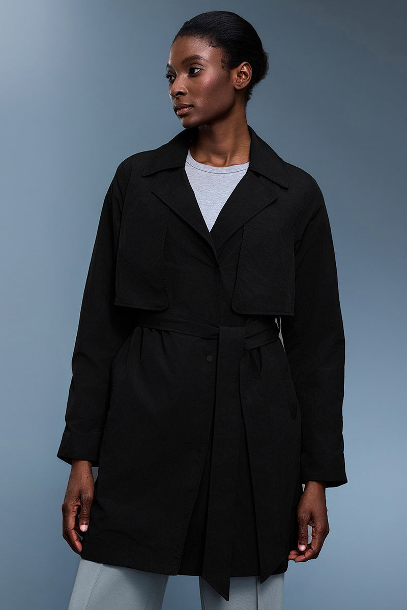 Women Slim-Fit Lightweight Waterproof Trench Coat with Detachable Belt