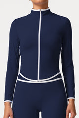 Women Color Block Naked Feel Zip Jacket