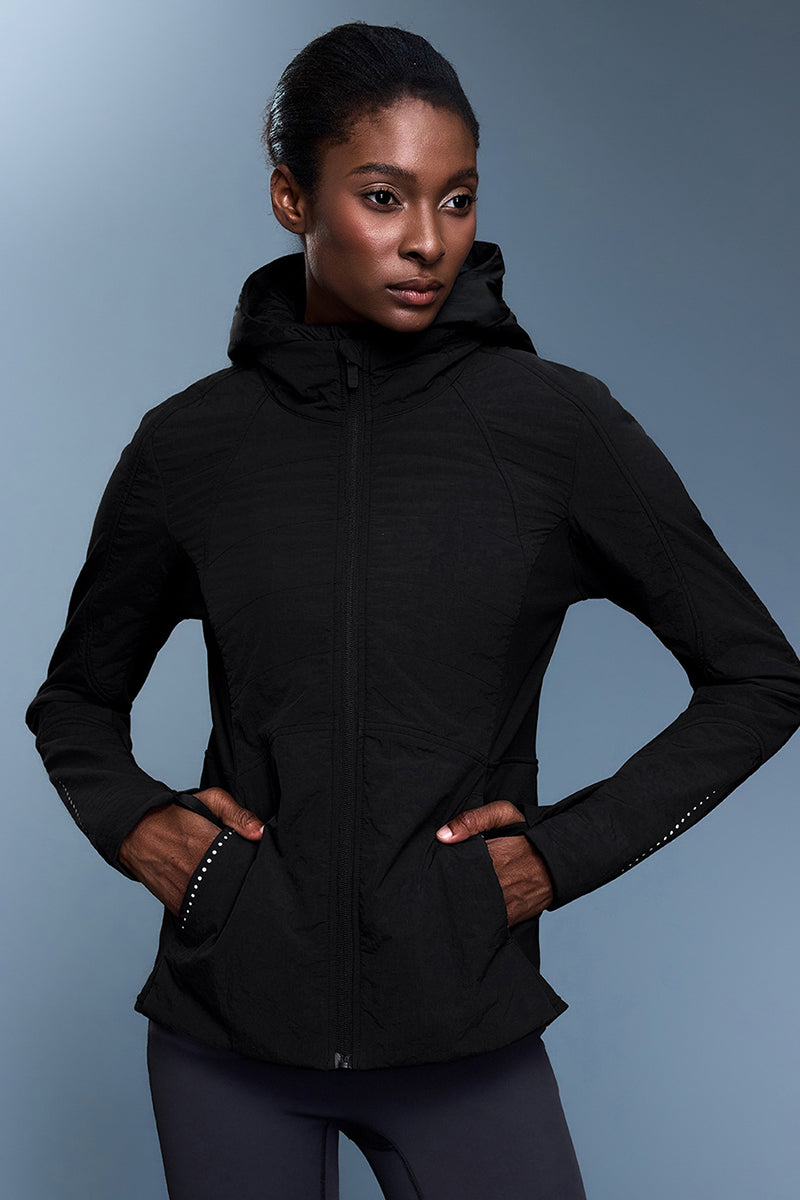 Women Detachable Hood Two-Piece Water Repellent Slim Fit Cotton Padded Jacket