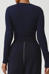 Women Ribbed Cropped Long-Sleeve Workout Top