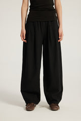 Women Cotton-Blend Relaxed High-Waist Wide-Leg Casual Pants
