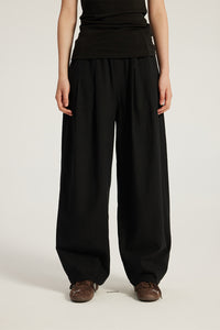 Women Cotton-Blend Relaxed High-Waist Wide-Leg Casual Pants