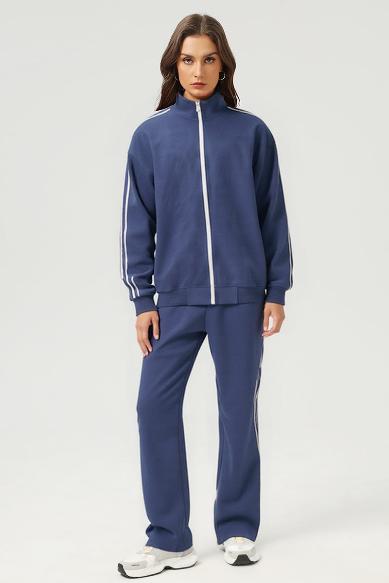 Unisex Stand-Collar Striped Sport Jacket and pants