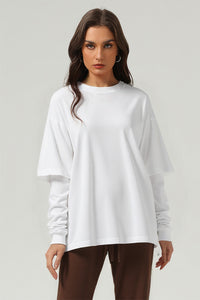 Men/Women Casual Loose Fit Long Sleeve Layered T-Shirt