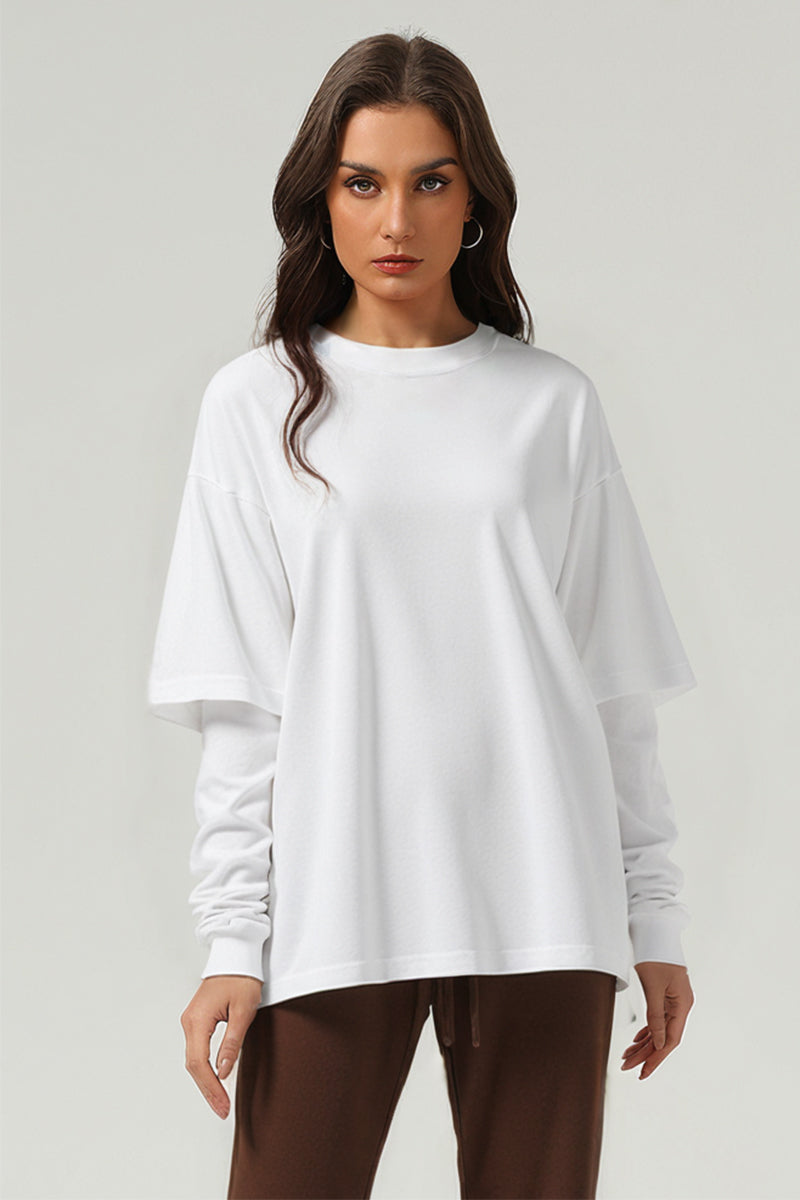Men/Women Casual Loose Fit Long Sleeve Layered T-Shirt