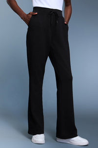 Women Waffle Knit High Waist Flared Leg Lounge Pants