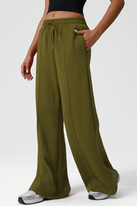Women High-Waist Drawstring Wide-Leg Yoga Lounge Pants