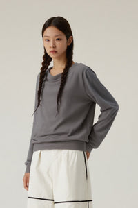 Women Off-Shoulder Relaxed Fit Slim Waist Long Sleeve T-Shirt