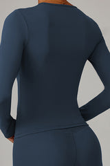 Women Brushed Round Neck Slim Fit Workout Long Sleeve Top