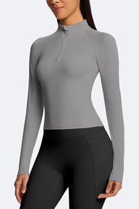 Women Semi-Zip Slim Fit Long Sleeve Athletic Top